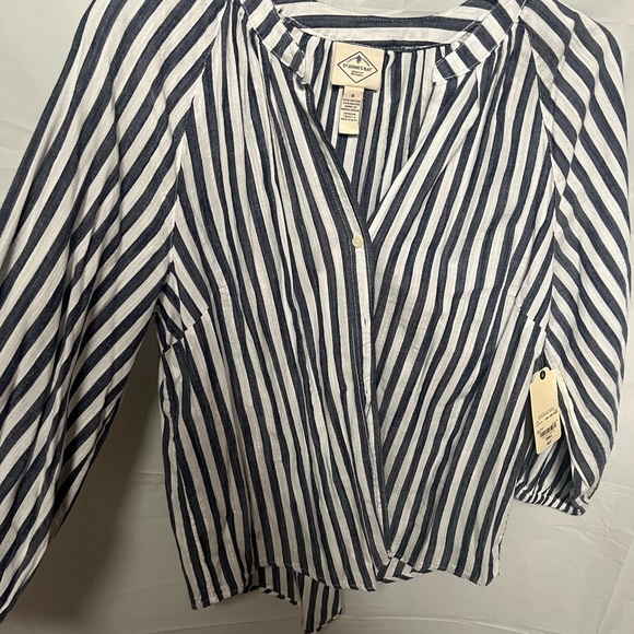 St. John's Bay Tops - St. John's Bay Navy and White Striped Blouse